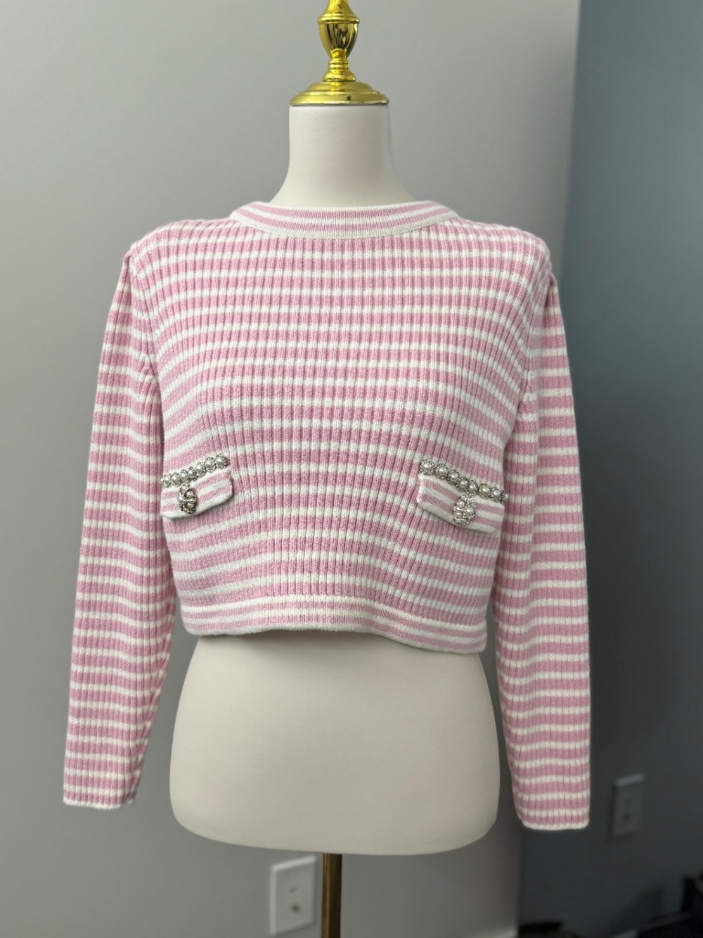 Self Portrait Pink Stripe long sleeve top